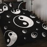 Black And White Yin Yang Pattern Print Quilt Bed Set