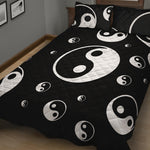 Black And White Yin Yang Pattern Print Quilt Bed Set
