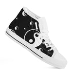 Black And White Yin Yang Pattern Print White High Top Shoes