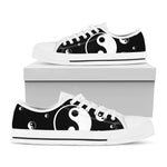 Black And White Yin Yang Pattern Print White Low Top Shoes