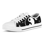 Black And White Yin Yang Pattern Print White Low Top Shoes
