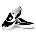 Black And White Yin Yang Pattern Print White Slip On Sneakers