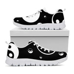 Black And White Yin Yang Pattern Print White Sneakers
