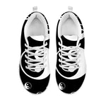 Black And White Yin Yang Pattern Print White Sneakers