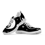 Black And White Yin Yang Pattern Print White Sneakers