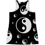 Black And White Yin Yang Pattern Print Women's Racerback Tank Top