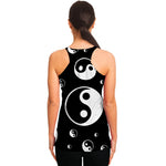 Black And White Yin Yang Pattern Print Women's Racerback Tank Top