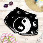 Black And White Yin Yang Pattern Print Women's Shorts