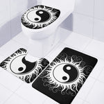 Black And White Yin Yang Sun Print 3 Piece Bath Mat Set