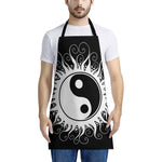 Black And White Yin Yang Sun Print Apron