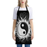 Black And White Yin Yang Sun Print Apron