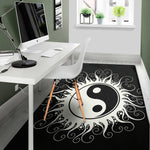 Black And White Yin Yang Sun Print Area Rug