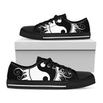 Black And White Yin Yang Sun Print Black Low Top Shoes 