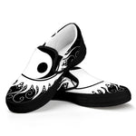 Black And White Yin Yang Sun Print Black Slip On Shoes