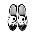 Black And White Yin Yang Sun Print Black Slip On Shoes