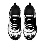 Black And White Yin Yang Sun Print Black Sneakers