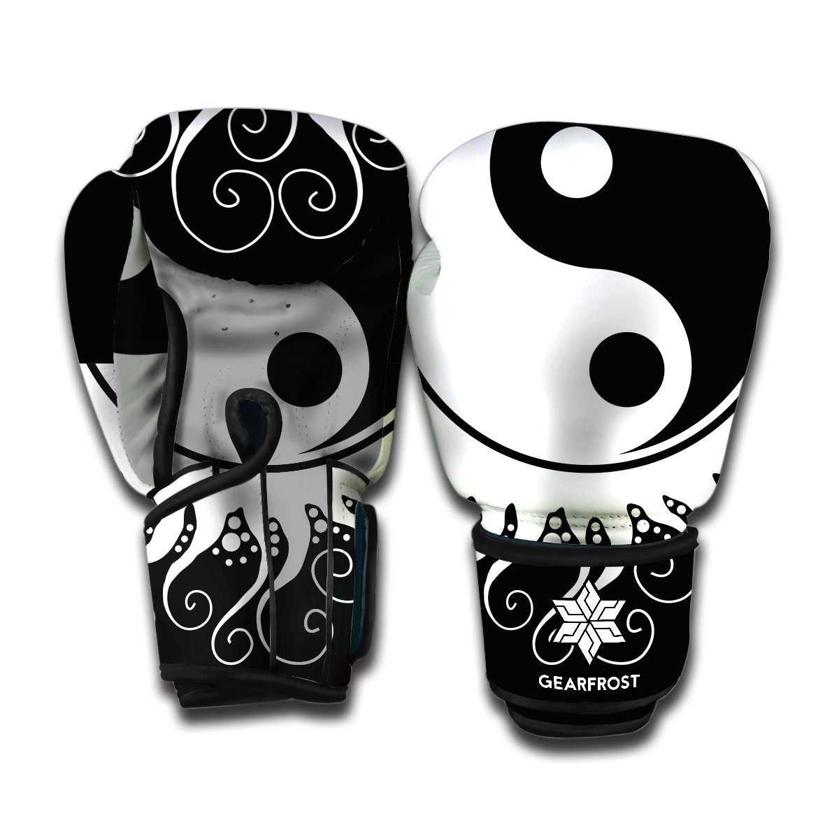 Black And White Yin Yang Sun Print Boxing Gloves
