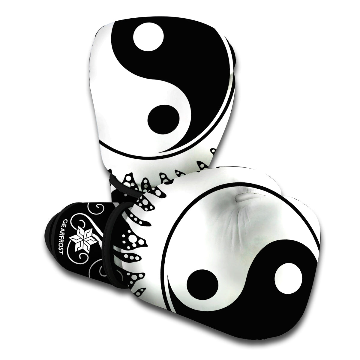Black And White Yin Yang Sun Print Boxing Gloves