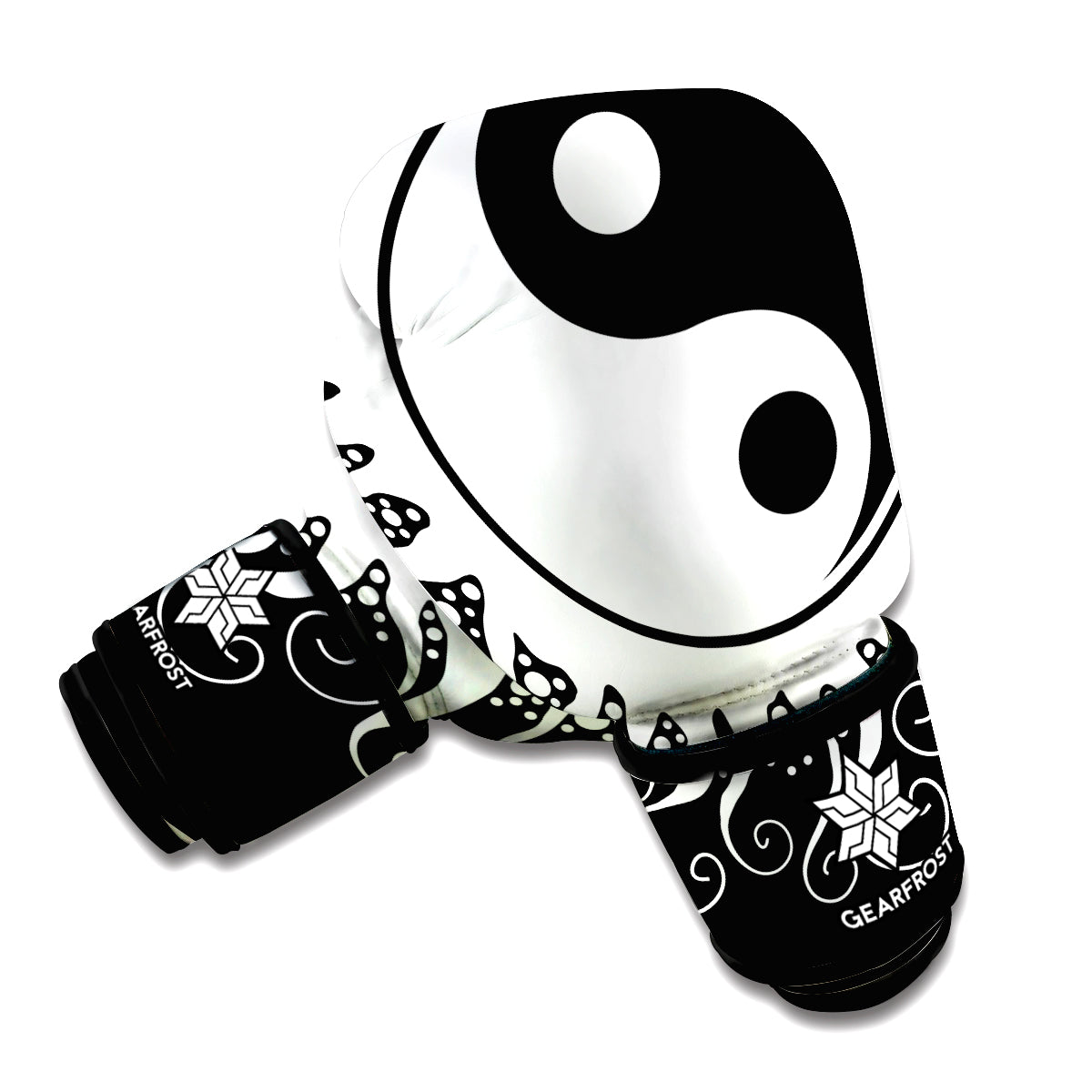 Black And White Yin Yang Sun Print Boxing Gloves