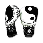 Black And White Yin Yang Sun Print Boxing Gloves