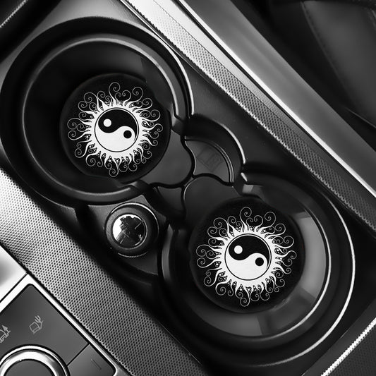 Black And White Yin Yang Sun Print Car Coasters