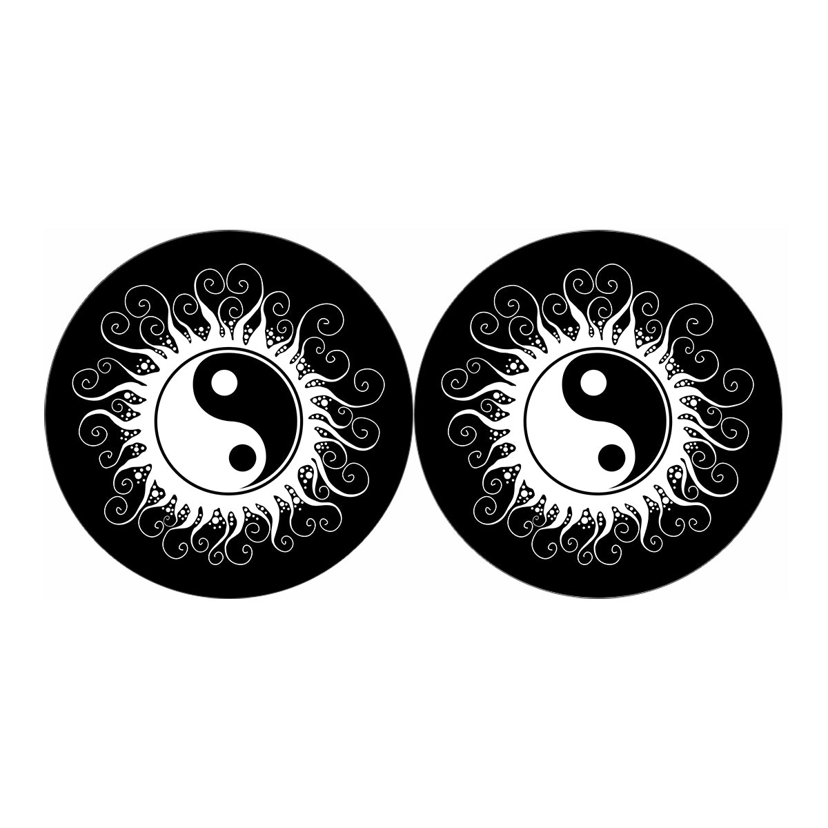 Black And White Yin Yang Sun Print Car Coasters