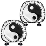 Black And White Yin Yang Sun Print Car Headrest Covers