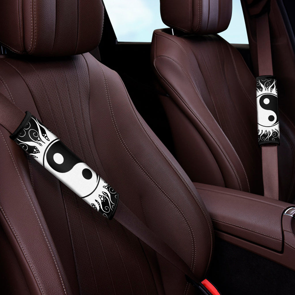 Black And White Yin Yang Sun Print Car Seat Belt Covers