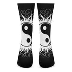 Black And White Yin Yang Sun Print Crew Socks