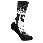 Black And White Yin Yang Sun Print Crew Socks