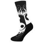 Black And White Yin Yang Sun Print Crew Socks