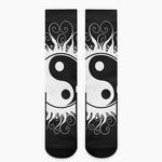 Black And White Yin Yang Sun Print Crew Socks