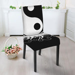 Black And White Yin Yang Sun Print Dining Chair Slipcover