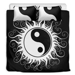 Black And White Yin Yang Sun Print Duvet Cover Bedding Set
