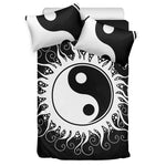 Black And White Yin Yang Sun Print Duvet Cover Bedding Set