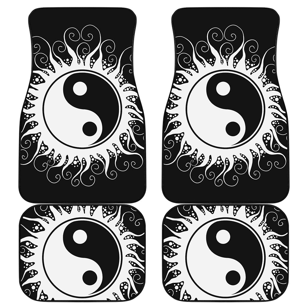 Black And White Yin Yang Sun Print Front and Back Car Floor Mats