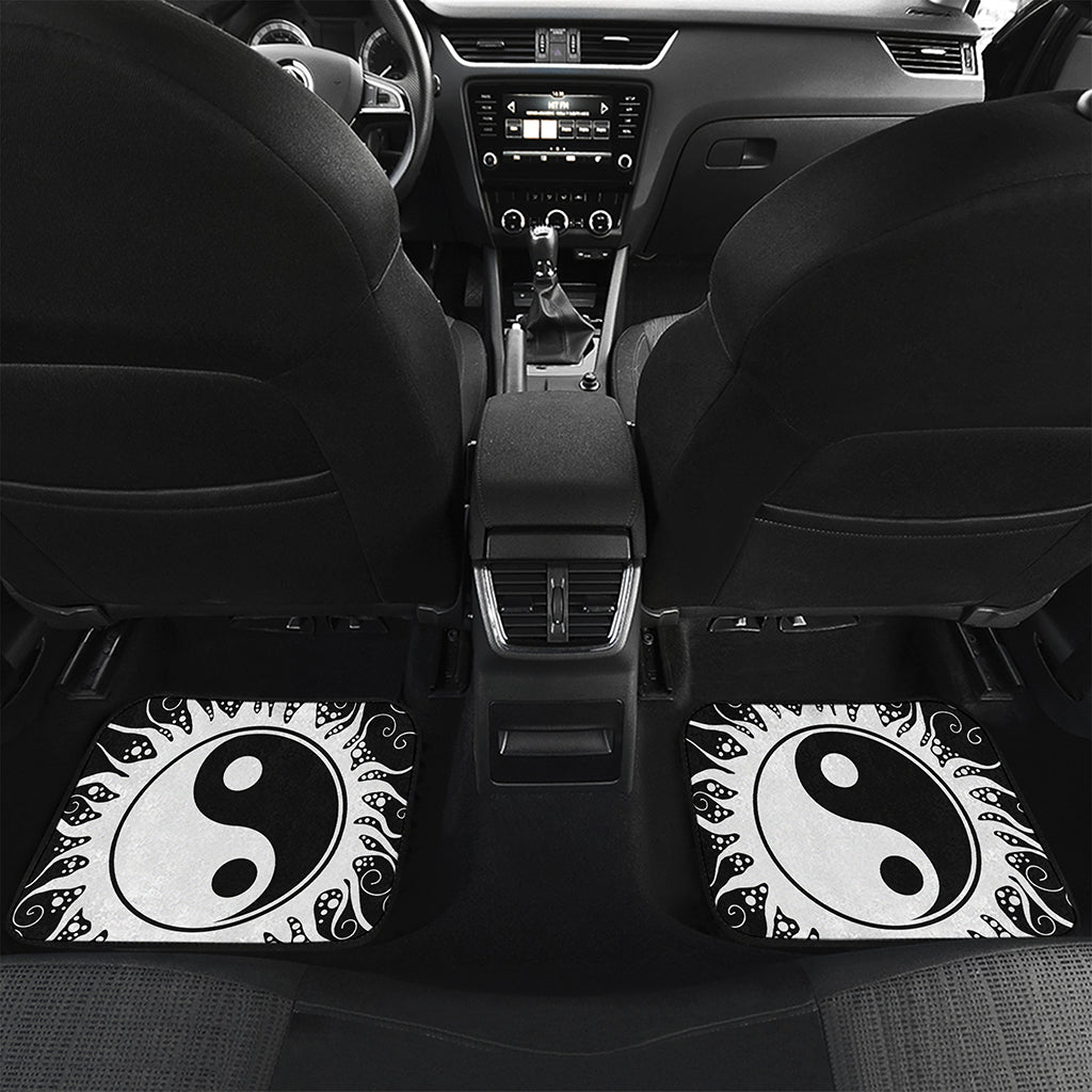 Black And White Yin Yang Sun Print Front and Back Car Floor Mats