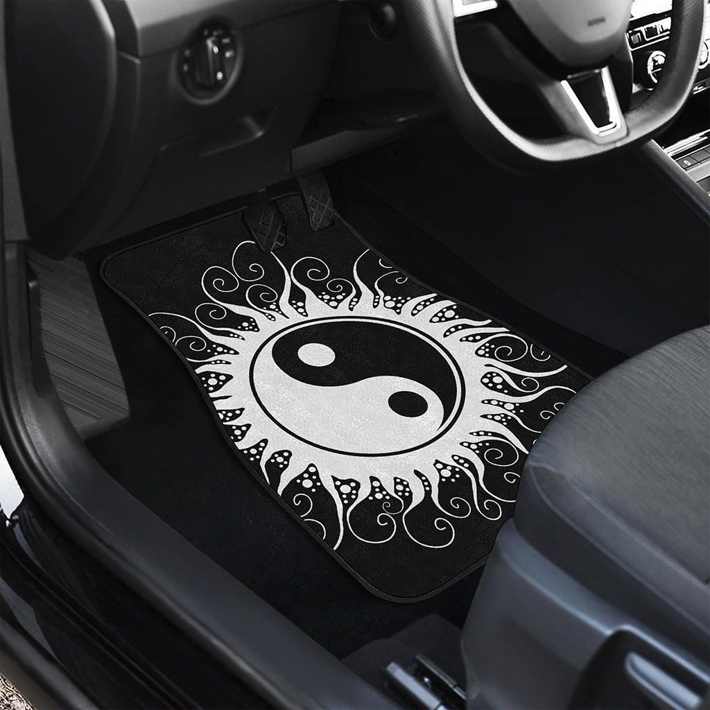 Black And White Yin Yang Sun Print Front Car Floor Mats
