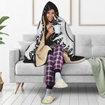 Black And White Yin Yang Sun Print Hooded Blanket