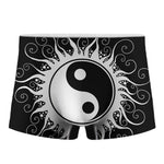 Black And White Yin Yang Sun Print Men's Boxer Briefs