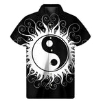 Black And White Yin Yang Sun Print Men's Short Sleeve Shirt