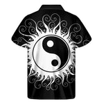 Black And White Yin Yang Sun Print Men's Short Sleeve Shirt