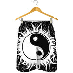 Black And White Yin Yang Sun Print Men's Shorts