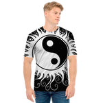 Black And White Yin Yang Sun Print Men's T-Shirt