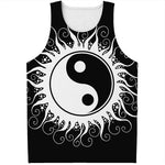 Black And White Yin Yang Sun Print Men's Tank Top
