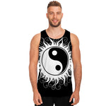 Black And White Yin Yang Sun Print Men's Tank Top