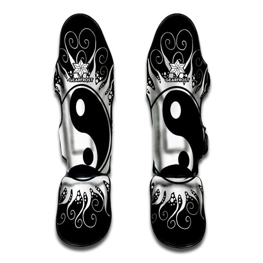 Black And White Yin Yang Sun Print Muay Thai Shin Guard