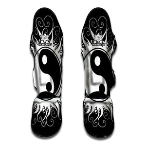 Black And White Yin Yang Sun Print Muay Thai Shin Guard