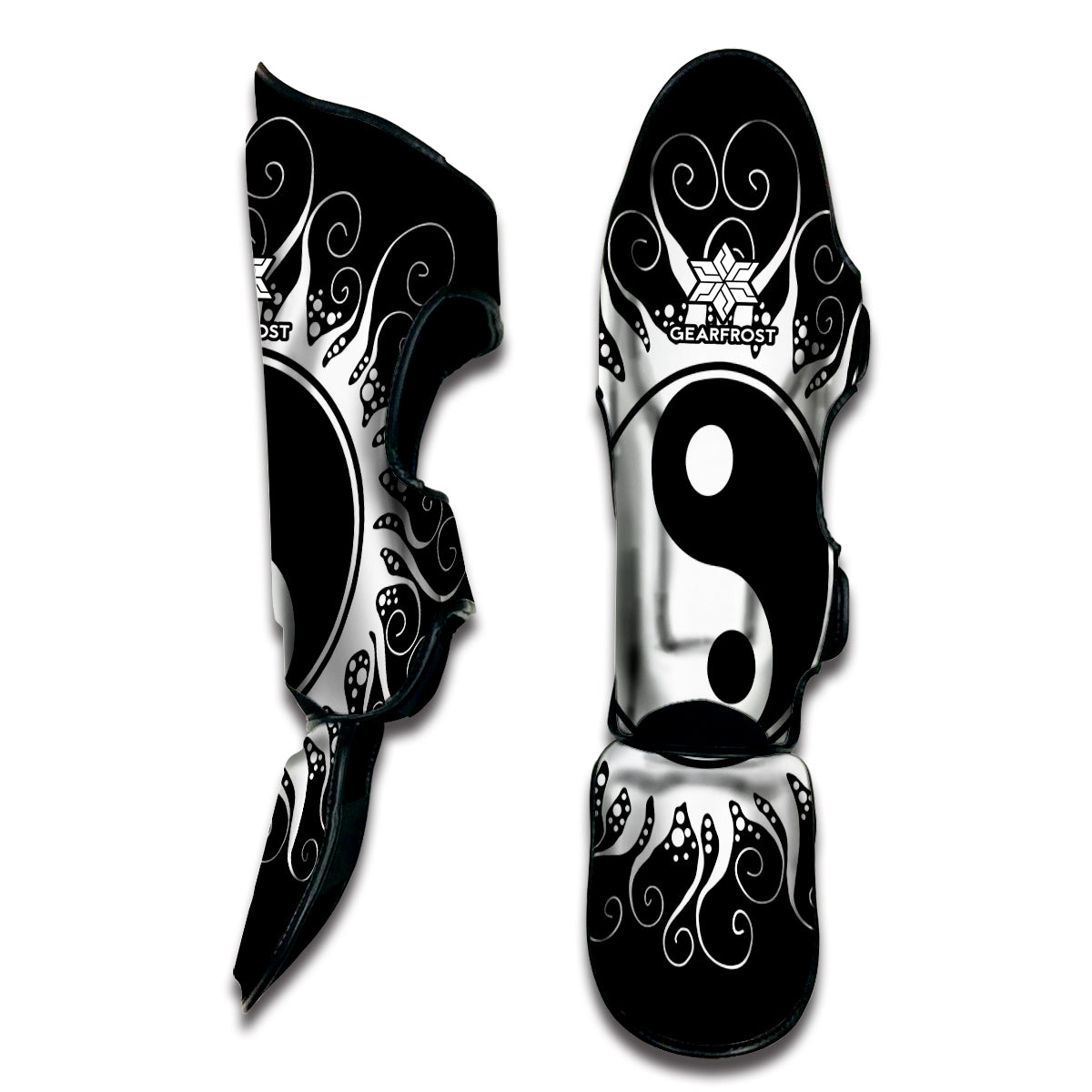 Black And White Yin Yang Sun Print Muay Thai Shin Guard