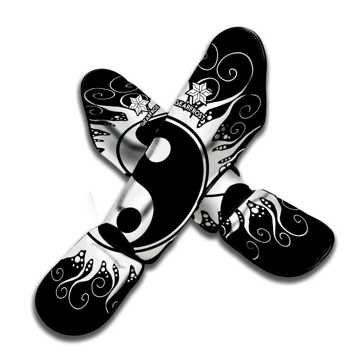 Black And White Yin Yang Sun Print Muay Thai Shin Guard